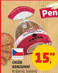 Chléb konzumní krájený, balený