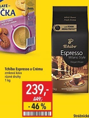 Zrnková káva Tchibo Espresso Milano style