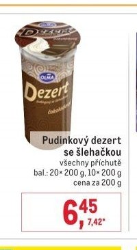 Pudinkový dezert se šlehačkou