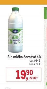 Bio mléko čerstvé 4%