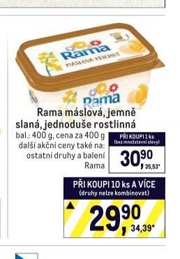 Rama máslová, jemně slaná, jednoduše rostlinná