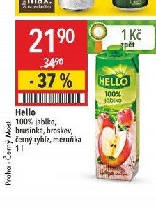 Hello 100% jablko, brusinka, broskev, černý rybíz, meruňka