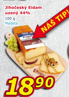 Sýr Eidam uzený 44% Jihočeský Madeta