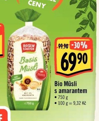 Rosen Garten Bio Müsli s amarantem