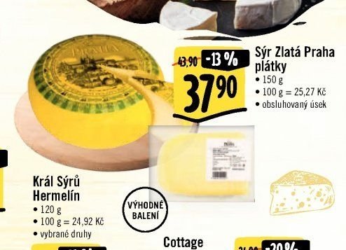 Sýr Zlatá Praha plátky