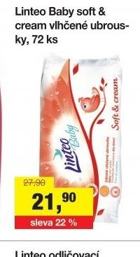 Linteo Baby soft & cream vlhčené ubrousky, 72 ks