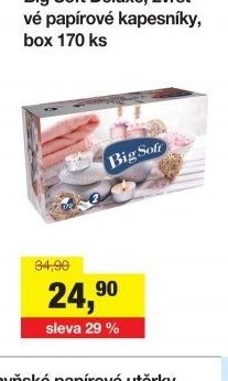 Big Soft Deluxe, 2vrstvé papírové kapesníky, box 170 ks