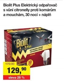 Odpařovač elektrický proti mouchám a komárům 30 nocí Plus Biolit