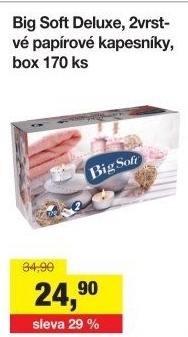 Papírové kapesníčky 2vrstvé Deluxe Big Soft - box