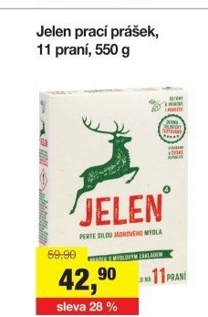 Prací prášek mýdlový Jelen