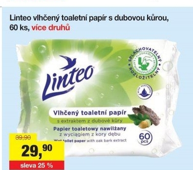 Toaletní papír vlhčený Linteo