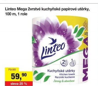 Utěrky kuchyňské 2vrstvé Mega Linteo