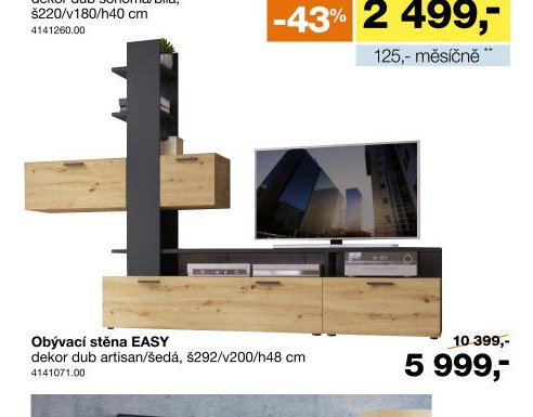 Obývací stěna EASY - Sconto nábytek akcniletaky.com