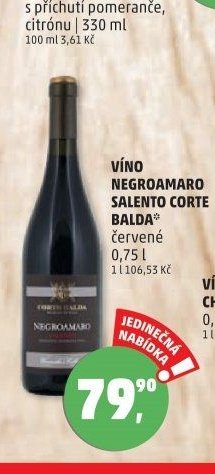 VÍNO NEGROAMARO SALENTO CORTE BALDA