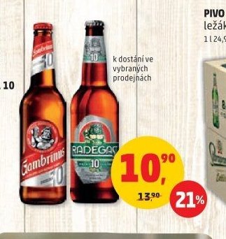 Pivo Gambrinus Originál 10, Radegast Rázná 10