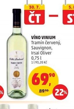 Víno Vinium Tramín červený, Sauvignon, Irsai Oliver 0,75 l