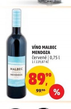 Víno Malbec Mendoza červené 0,75 l