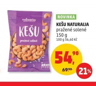 Kešu Naturalia pražené solené 150 g