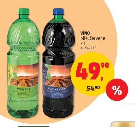 VÍNO bílé, červené 2 l