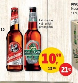 Pivo Gambrinus Originál 10, Radegast Rázdná 10