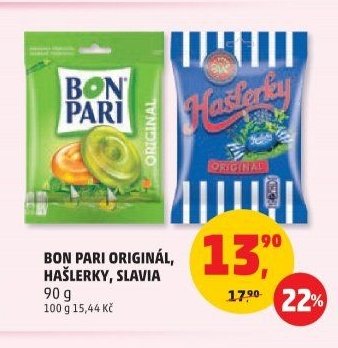 BON PARI ORIGINÁL, HAŠLERKY, SLAVIA