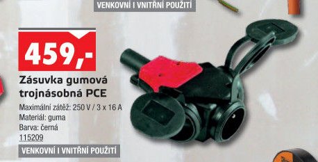 Zásuvka gumová trojnásobná PCE