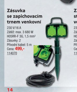 Zásuvka se zapichovacím trnem venkovní