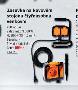 Zásuvka na kovovém stojanu čtyřnásobná venkovní