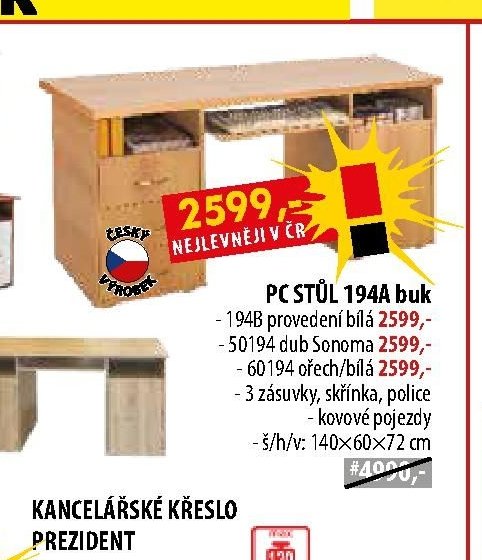 PC STŮL 194A - IDEA nábytek akcniletaky.com