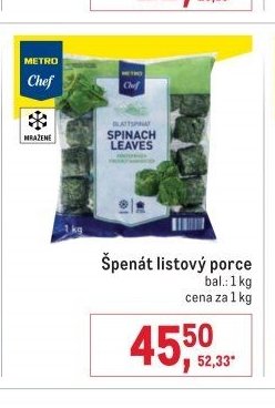 Špenát listový porce
