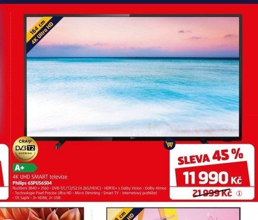 4K UHD SMART televize Philips 65PUS6504