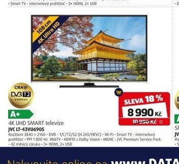 4K UHD SMART televize JVC LT-43V6905