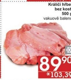 Hřbet králičí bez kosti mražený
