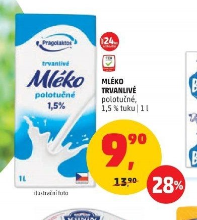 Mléko trvanlivé polotučné 1,5 %