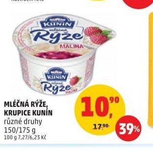 Mléčná rýže, krupice Kunín