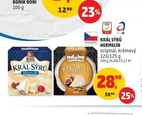 KRÁL SÝRŮ HERMELÍN originál, krémový 100/125 g