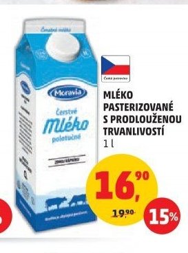 MLÉKO PASTERIZOVANÉ S PRODLOUŽENOU TRVANLIVOSTÍ 1 l