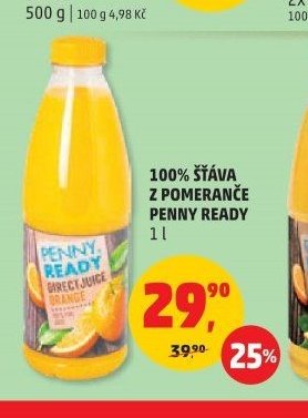100% šťáva z pomeranče Penny Ready