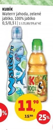 KUBÍK Waterrr jahoda, zelené jablko