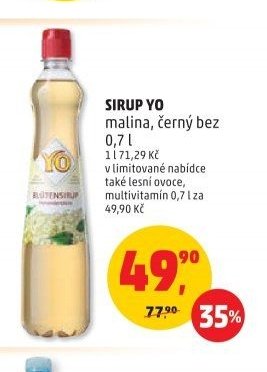 Sirup Yo malina, černý bez 0,7 l
