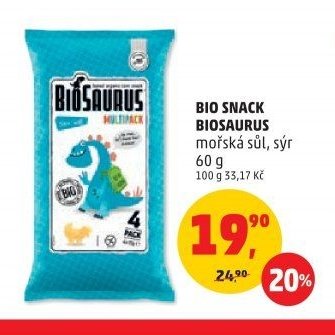 Bio Snack Biosaurus mořská sůl, sýr 60 g