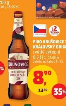 PIVO KRUŠOVICE 10 KRÁLOVSKÝ ORIGINÁL světlé výčepní 0,5 l