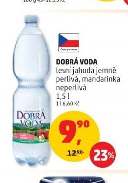 DOBRÁ VODA lesní jahoda jemně perlivá, mandarinka neperlivá 1,5 l