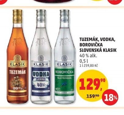 TUZEMÁK, VODKA, BOROVIČKA SLOVENSKÁ KLASIK 0,5 l