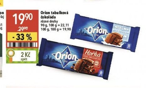 Orion tabulková čokoláda