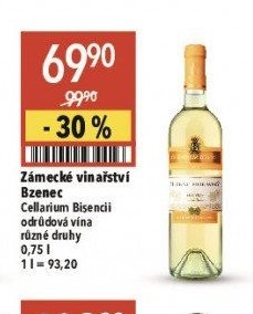 Zámecké vinařství Bzenec Cellarium Bisencii odrůdová vína různé druhy 0,75 l