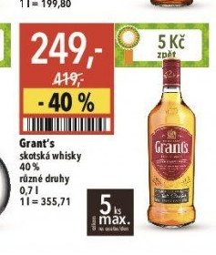 Grant's skotská whisky 40 % různé druhy 0,7 l