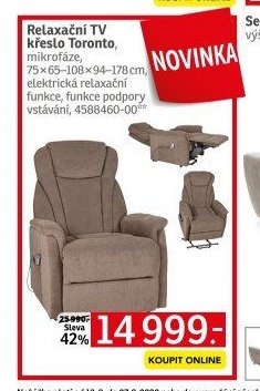 Relaxační TV křeslo Toronto - ASKO akcniletaky.com