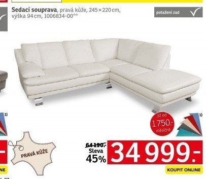 Sedací souprava, pravá kůže - ASKO akcniletaky.com