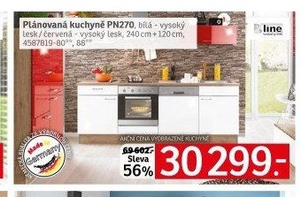 Plánovaná kuchyně PN270, bílá - vysoký lesk / červená - vysoký lesk - ASKO akcniletaky.com